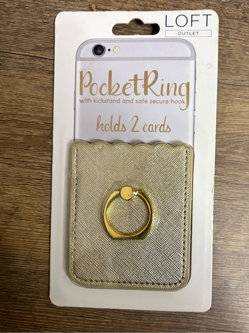 LOFT Gold PocketRing Card Holder with Ring Grip